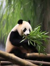 a panda is gnawing on bamboo
