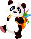Cute panda go to school