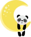 Cute panda hanging on yellow moon