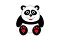 Cute panda with hearts on feet