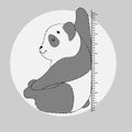 Cute panda with height chart in school or kindergarden