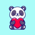 Cute Panda Holding Love Heart Cartoon Vector Icon Illustration. Animal Nature Icon Concept Isolated Premium Vector. Flat Cartoon Royalty Free Stock Photo