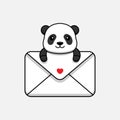 Cute panda hugging big envelope Royalty Free Stock Photo