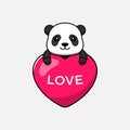 Cute panda hugging love balloon Royalty Free Stock Photo