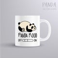Cute panda illustration with panda mood toggle mug Royalty Free Stock Photo