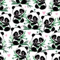 Cute panda illustration vector. Panda baby seamless. Pattern. Fabric Design