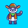 cute panda illustration wearing cowboy clothes