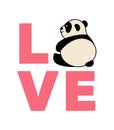 Cute panda with the inscription Love Royalty Free Stock Photo