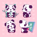 Cute panda kawaii cartoon vector characters set Royalty Free Stock Photo