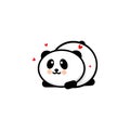 Cute Panda in love and played vector illustration, Baby Bear logo, new design line art, Chinese Teddy-bear Black color Royalty Free Stock Photo