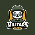 Cute Panda Mascot Creatives Logo Military