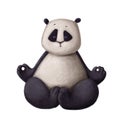 Cute panda meditation, watercolor style illustration, healthcare clipart