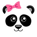 Cute panda with pink bow. Girlish print with chinese bear for t-shirt Royalty Free Stock Photo