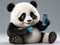 cute panda play with a smartphone, character - generated by ai Royalty Free Stock Photo