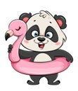 Cute Panda with pool inflatable flamingo