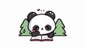 Cute Panda Reading Book in Forest Setting Royalty Free Stock Photo