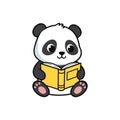 Cute Panda Reading Book Illustration Royalty Free Stock Photo