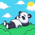 Cute Panda Relax Cartoon. Animal Vector Icon Illustration, Isolated on Premium Vector