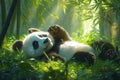 Cute Panda Relaxing in a Lush Forest Royalty Free Stock Photo