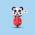 Cute panda ride classic motorbikes