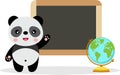 Cute panda with school blackboard and globe Royalty Free Stock Photo