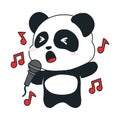 Cute panda singing cartoon illustration