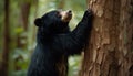 Cute panda sitting on branch, eating bamboo in tropical forest generated by AI Royalty Free Stock Photo