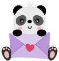 Cute panda sitting holding a envelope Royalty Free Stock Photo