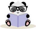 Cute panda sitting reading a book Royalty Free Stock Photo