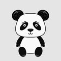 Cute panda sitting. Simple black and white vector illustration Royalty Free Stock Photo