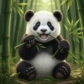 Cute Panda Sitting in Vibrant Bamboo Grove Background Royalty Free Stock Photo