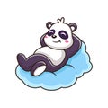 Cute Panda Sleeping in Cloud Vector Icon Illustration. Animal Mascot Cartoon Character. Isolated on White Background Royalty Free Stock Photo