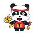 Cute panda sport winner cartoon illustration