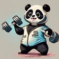 Cute panda in sportswear with dumbbells, illustration