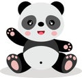 Cute panda waving hand sitting