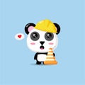 Cute panda works in construction Royalty Free Stock Photo