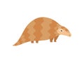 Cute Pangolin Animal, Side View Cartoon Vector Illustration