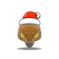 cute pangolin wearing christmas hat, cute animal head wearing santa hat, cartoon character in kawaii and glossy style