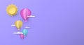 Cute papercut hot air balloon background for kids Royalty Free Stock Photo