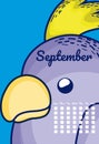 Cute parakeet calendar cartoon