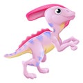 Cute Parasaurolophus Cartoon Dinosaur