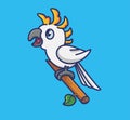 cute parrot bird stay on tree branch. cartoon Animal Isolated Flat Style Sticker Web Design Icon illustration Premium Vector Logo Royalty Free Stock Photo