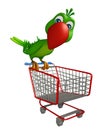 cute Parrot cartoon character with trolly