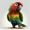 cute parrot cartoon posing on white