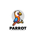 Cute parrot mascot cartoon logo design illustration