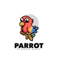 Cute parrot mascot cartoon logo illustration
