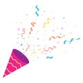 cute party popper confetti illustration . confetti isolated, explosion, firecracker, celebration. Vector drawing. Royalty Free Stock Photo