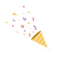 Cute party popper, confetti. Vector illustration Royalty Free Stock Photo