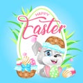 Cute Pascha bunny kawaii character social media post mockup Royalty Free Stock Photo