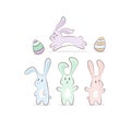Cute pastel cartoon bunny rabit animal with eggs Royalty Free Stock Photo